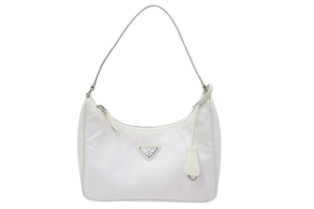Prada Shoulder Bag Hobo RE EDITION Triangle White